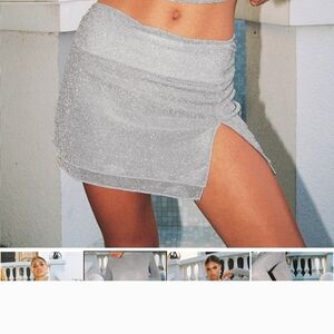 Princess Polly Glittering Silver Mini Skirt